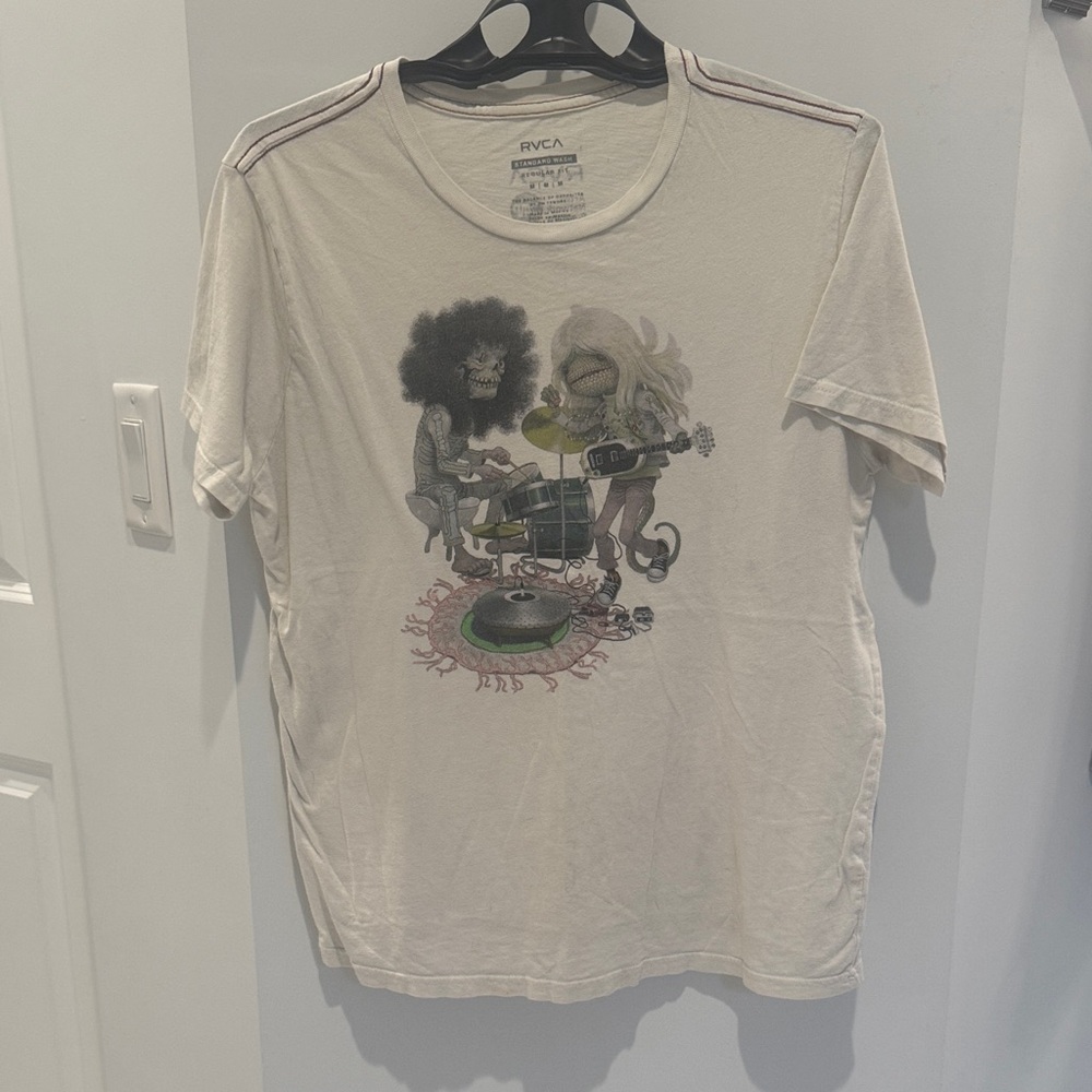 RVCA Cream T-Shirt with Graphic Design